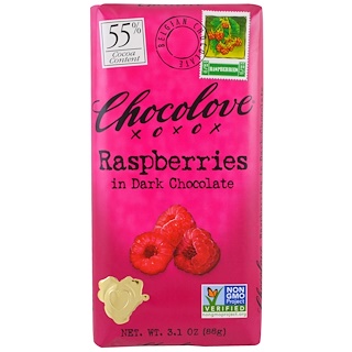 Chocolove, Raspberries in Dark Chocolate, 3.1 oz (88 g)
