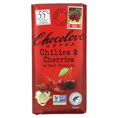 Chocolove Чили и вишня в темном шоколаде, 55% какао, 90 г (3,2 унции)