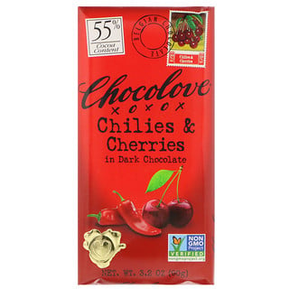 Chocolove, Chilies & Cherries in Dark Chocolate, 3.2 oz (90 g)