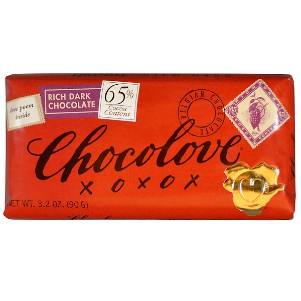 Chocolove, Насыщенный темный шоколад, 3,2 унции (90 г)