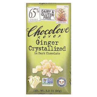 Chocolove, Jengibre cristalizado en chocolate negro, 65% de cacao, 90 g (3,2 oz)