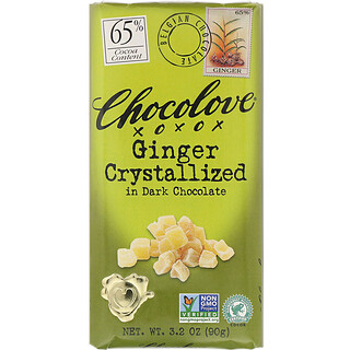 Chocolove, 姜結晶夾心黑巧克力，65% 可可，3.2 盎司（90 克）