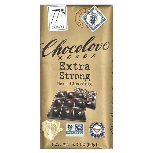Chocolove, Extra Strong Dark Chocolate, Kakao 77, 90 g (3,2 oz.)