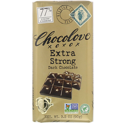 Chocolove Extra Strong Dark Chocolate, 77 Cocoa, 3.2 oz (90 g)