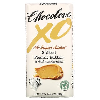 Chocolove, XO, Salted Peanut Butter in 40% Milk Chocolate Bar, 3.2 oz (90 g)