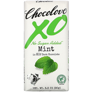 Chocolove, XO、ミント入り60％ダークチョコレートバー、90g（3.2オンス）