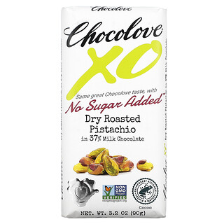 Chocolove, XO, Dry Roasted Pistachio in 37% Milk Chocolate Bar, 3.2 oz (90 g)