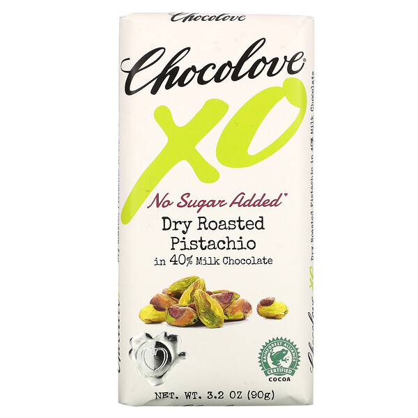 Chocolove, XO, Dry Roasted Pistachio in 40% Milk Chocolate Bar, 3.2 oz ( 90 g)