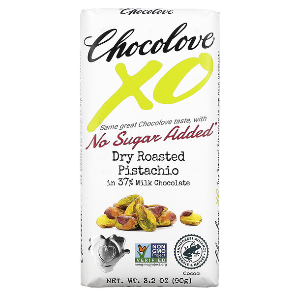 Chocolove, XO，乾烤開心果，40% 牛奶巧克力棒，3.2 盎司（90 克）