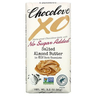 Chocolove, XO زبدة اللوز المملحة في 60% شوكولاتة داكنة، 3.2 أونصة (90 جم)