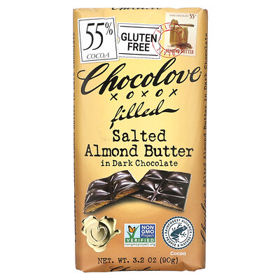 

Chocolove, Salted Almond Butter in Dark Chocolate, 55% Cocoa, 3.2 oz (90 g)