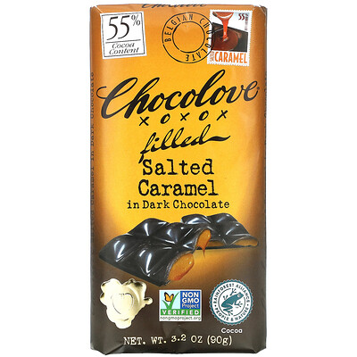 Chocolove Соленая карамель с шоколадной начинкой в темном шоколаде, 55% какао, 90 г (3,2 унции)