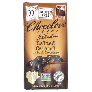 Chocolove, 초콜릿 필드 솔티드 캐러멜 인 다크 초콜릿, 코코아 55%, 90g(3.2oz)