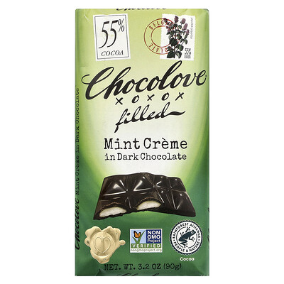 Product Image for Chocolove, Filled Mint Creme in Dark Chocolate, 55% Cocoa, 3.2 oz (90 g)