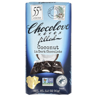 Chocolove, Kokos z nadzieniem w gorzkiej czekoladzie, 55% kakao, 90 g