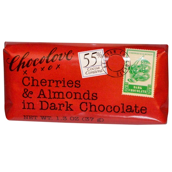 Chocolove, Вишня с миндалём в черном шоколаде, 1.3 унции (37 г.) (Discontinued Item) 