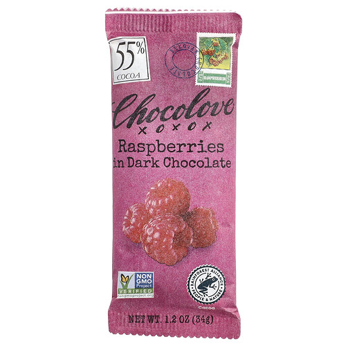 Chocolove, Himbeeren in dunkler Schokolade, 55% Kakao, 34 g (1,2 oz.)