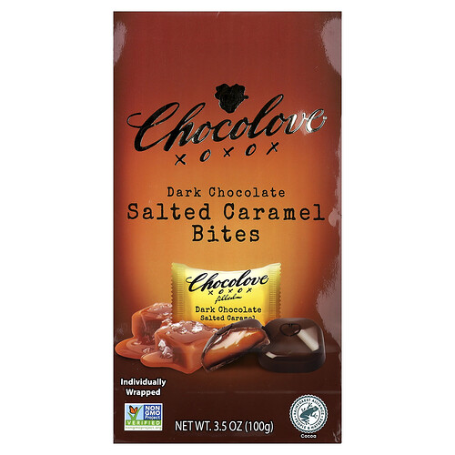Chocolove, Dark Chocolate Bites, Salted Caramel, 55% Cocoa, 3.5 oz (100 g)