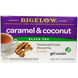 Bigelow, Girl Scouts, черный чай, карамель и кокос, 20 пакетиков, 1,73 унции (49 г)