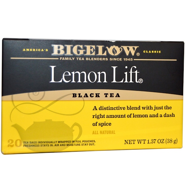 Bigelow, Lemon Lift, черный чай, 20 пакетиков, 1,37 унции (38 г)