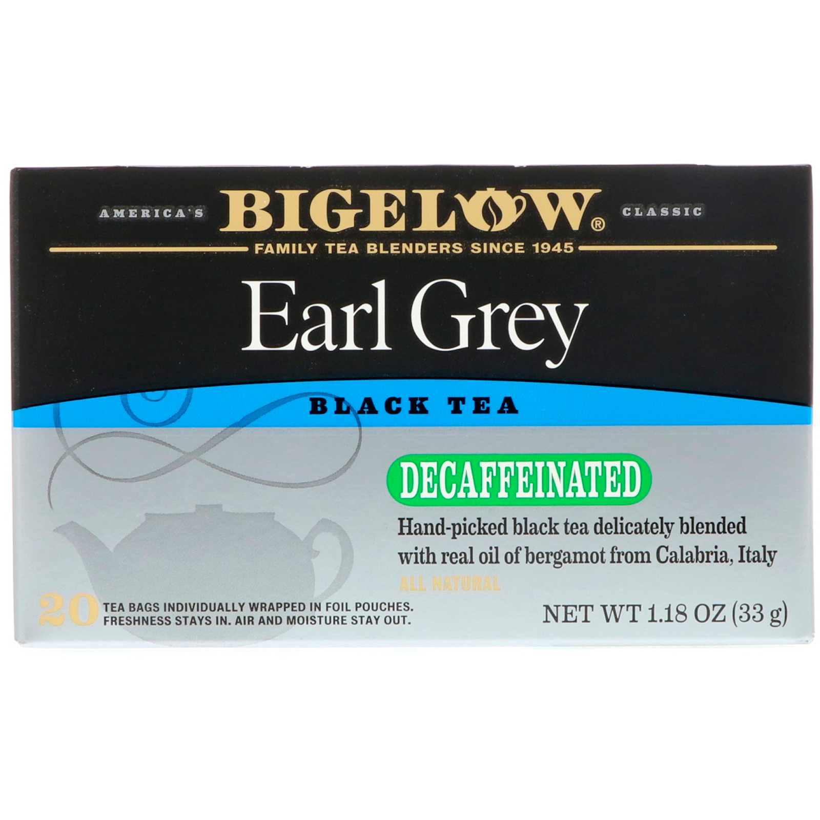 Bigelow, Earl Grey, Decaffeinated, Black Tea , 20 Tea Bags, 1.18 oz (33