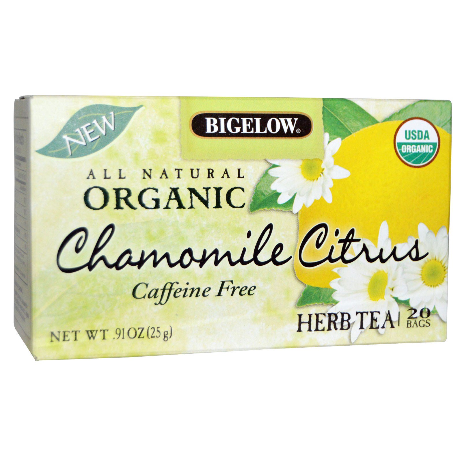 Bigelow all Natural Organic Chamomile citrus caffeine free herb tea - 20 tea bags (072310070073)