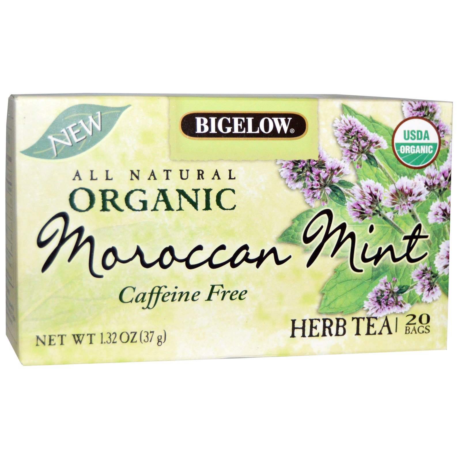 Bigelow all Natural Organic moroccan mint caffeine free herb tea - 20 tea bags (072310070097)