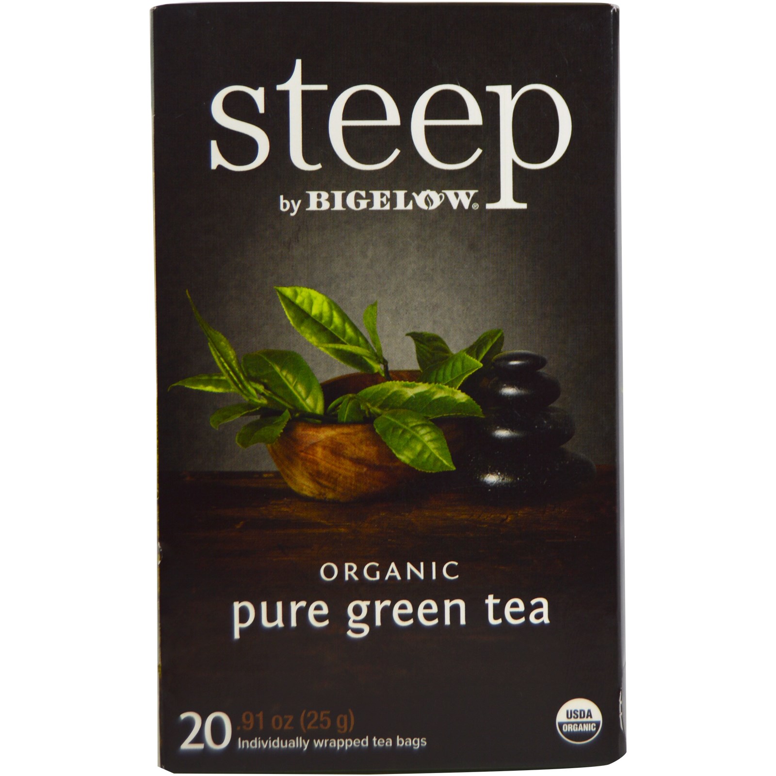 Bigelow, Steep, Organic Pure Green Tea, 20 Tea Bags, 0.91 oz (25 g) iHerb