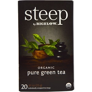 Bigelow, Стип, органический чистый зеленый чай, 20 пакетиков, 0,91 унции (25 г)