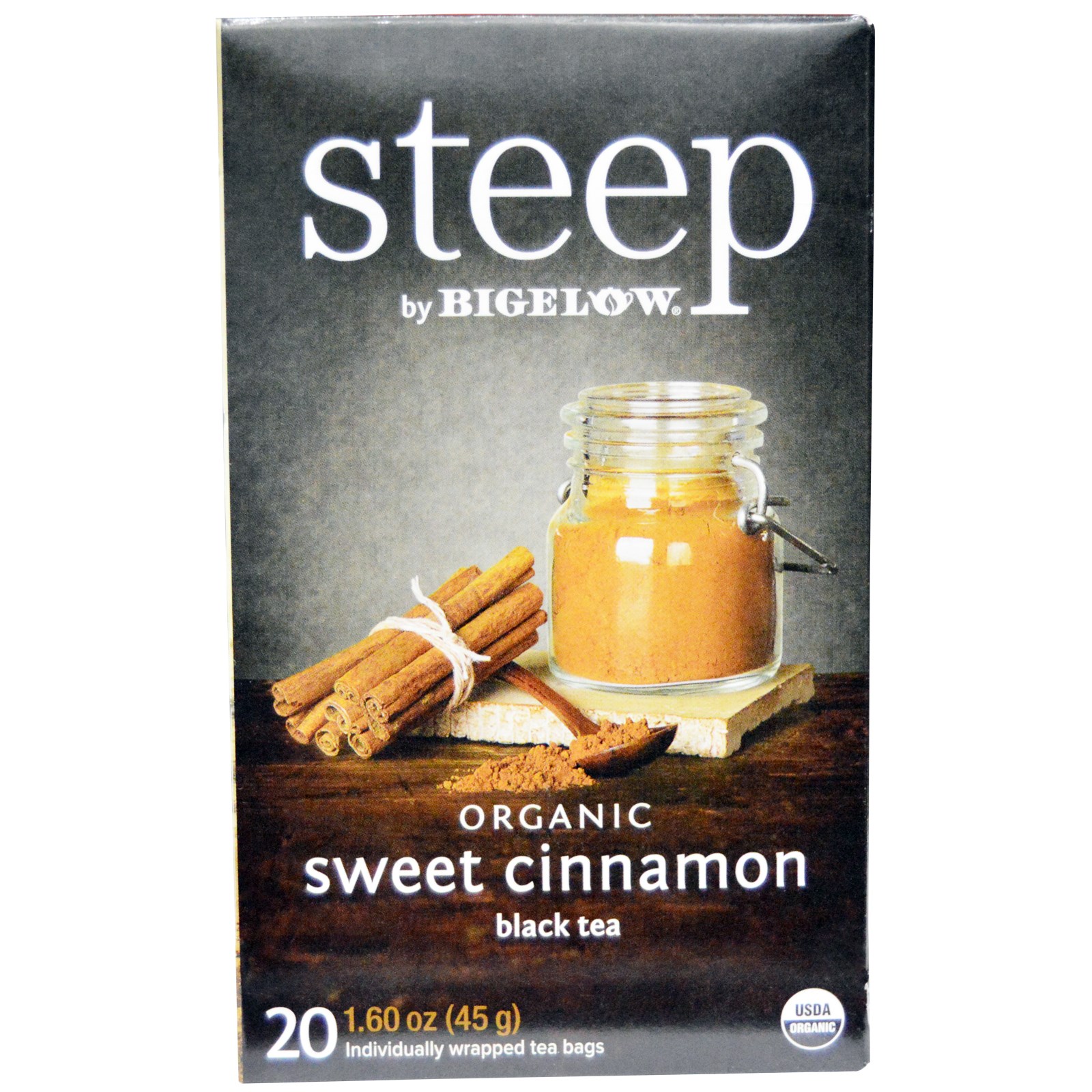 Bigelow Steep Black Tea Organic Sweet Cinnamon 20 Tea Bags 1 60 Oz 45 G Iherb