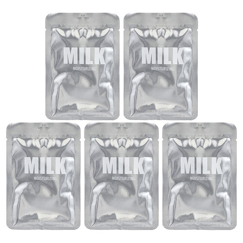 Lapcos, Moisturizing Sheet Beauty Mask Set, feuchtigkeitsspendendes Sheet Beauty Mask Set, Milch, 5 Masken, je 30 ml (1,01 fl. oz.)
