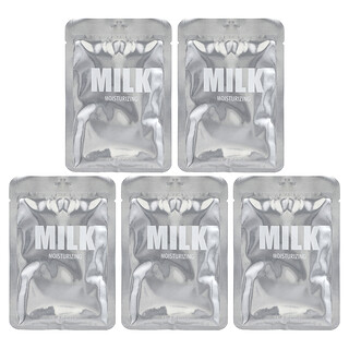 Lapcos, Moisturizing Sheet Beauty Mask Set, Milk , 5 Masks, 1.01 fl oz (30 ml) Each