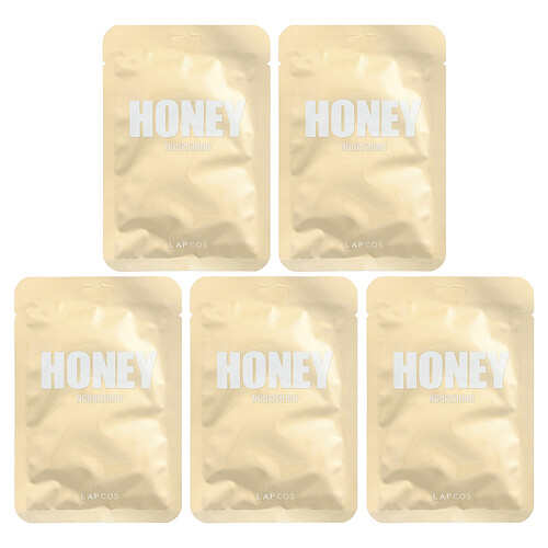 Lapcos, Honey Beauty Sheet Mask Set, Nourishing, 5 Sheets, 0.91 fl oz (27 ml) Each