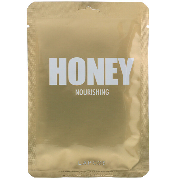 Lapcos, Mascarilla de uso diario con extracto de miel, Nutritiva, 5 láminas, 27 ml (0,91 oz. líq.) cada una