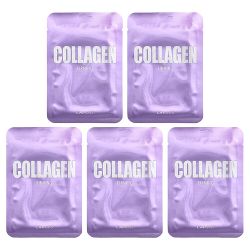 Lapcos, Collagen Firming Beauty Sheet Mask Set, 5 Sheets, 0.84 fl oz (25 ml) Each