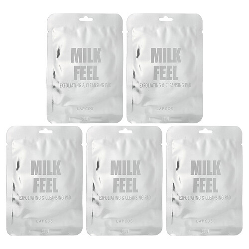 Lapcos, Milk Feel, Peeling- und Reinigungspad, 5 Pads, je 7 g (0,24 oz.)
