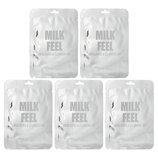 Lapcos, Milk Feel, Peeling- und Reinigungspad, 5 Pads, je 7 g (0,24 oz.)