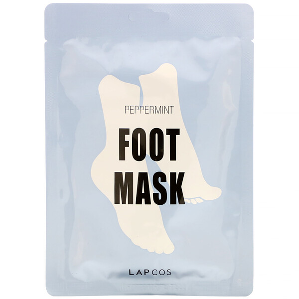 Lapcos‏, Foot Mask, Peppermint, 1 Pair, 0.60 fl oz (18 ml)