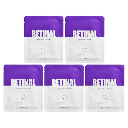 Lapcos, Retinal Resurfacing Face Beauty Mask, Beauty-Gesichtsmaske zur Netzhauterneuerung, 5 Tuchmasken, je 30 g (1,05 oz.).