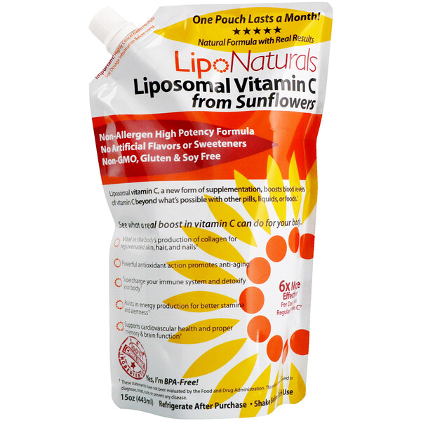 Lipo Naturals‏, ויטמין C ליפוזומלי מחמניות, 443 מ"ל (15 oz)