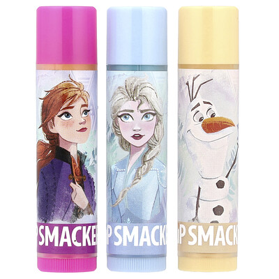 Lip Smacker, Frozen de Disney II, Bálsamo labial, Trío, 3 paquetes, 4 g (0,14 oz) cada uno