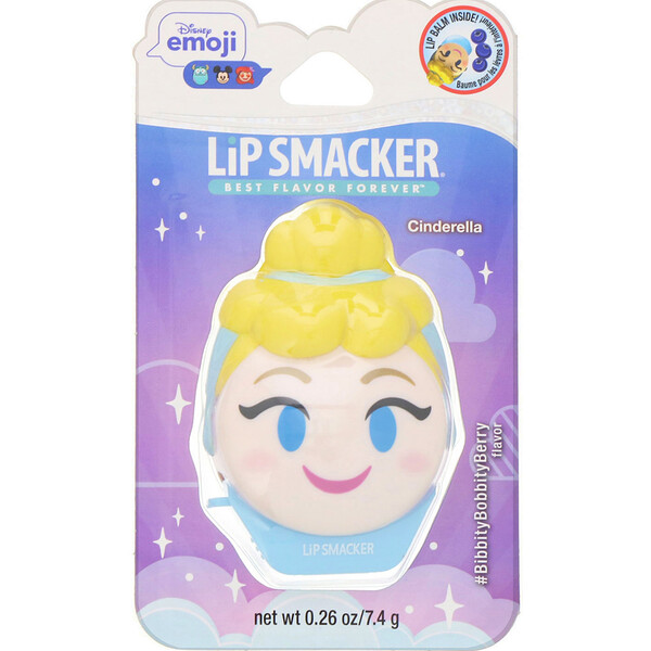 Lip Smacker, Bálsamo para labios Disney Emoji, Cenicienta, #BibbityBobbityBerry, sabor bayas, 7,4 g (0,26 oz)