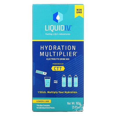 Liquid I.V. Hydration Multiplier, Electrolyte Drink Mix, Lemon Lime, 10 Individual Stick Packs, 0.56 oz (16 g) Each
