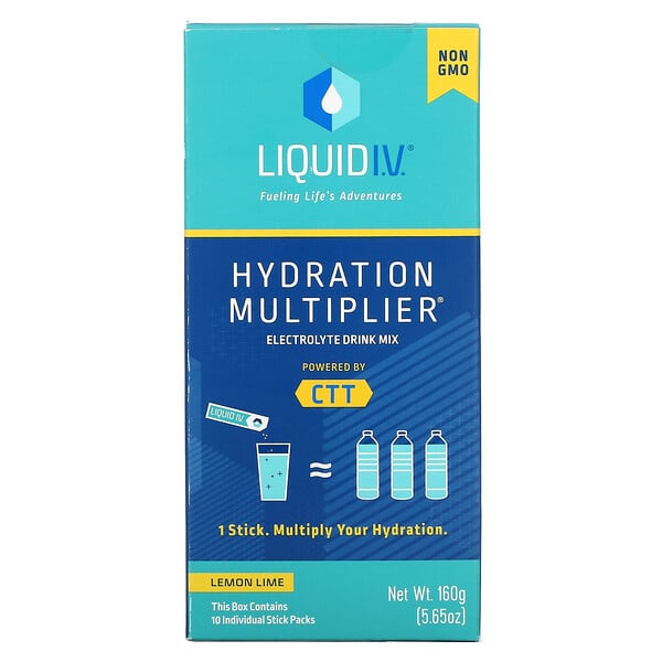 Liquid I.V., Hydration Multiplier, Electrolyte Drink Mix, Lemon Lime, 10 Individual Stick Packs, 0.56 oz (16 g) Each
