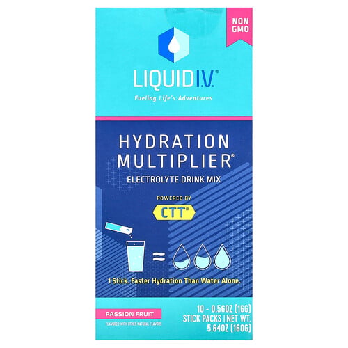 Liquid I.v. Hydration Multiplier® , Electrolyte Drink Mix, Passion Fruit, 10 Stick Packs, 0.56 oz (16 g) Each