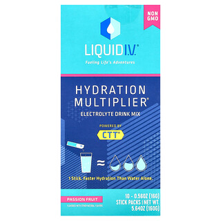 Liquid I.V., Hydratatievermenigvuldiger, elektrolytendrankmix, passievrucht, 10 stickverpakkingen, elk 0,56 oz (16 g)