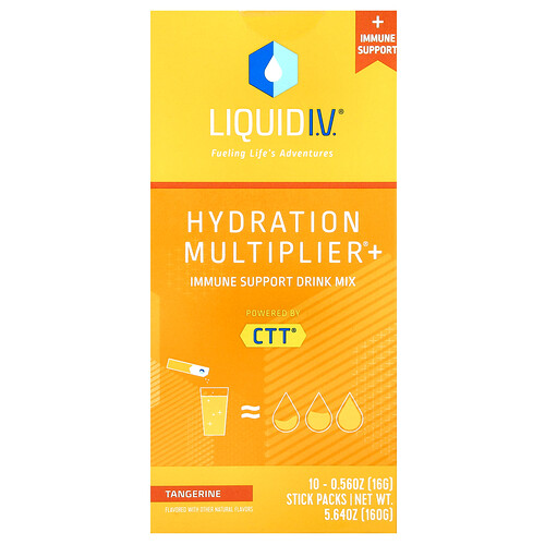 Liquid I.v. Hydration Multiplier® + Immune Support Drink Mix, Tangerine, 10 Stick Packs, 0.56 oz (16 g) Each