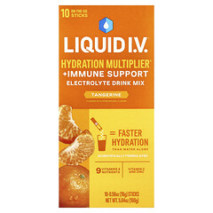 Hydration Multiplier® + суміш для напоїв для підтримки імунітету, мандарин, 10 упаковок по 16 г (0,56 унції)