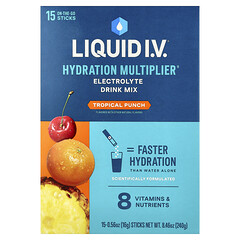 Hydration Multiplier®, суміш для напоїв із електролітами, тропічний пунш, 15 шт., по 16 г