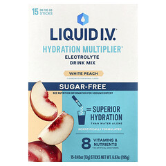 Hydration Multiplier®, суміш для напоїв із електролітами, білий персик, без цукру, 15 шт. по 13 г